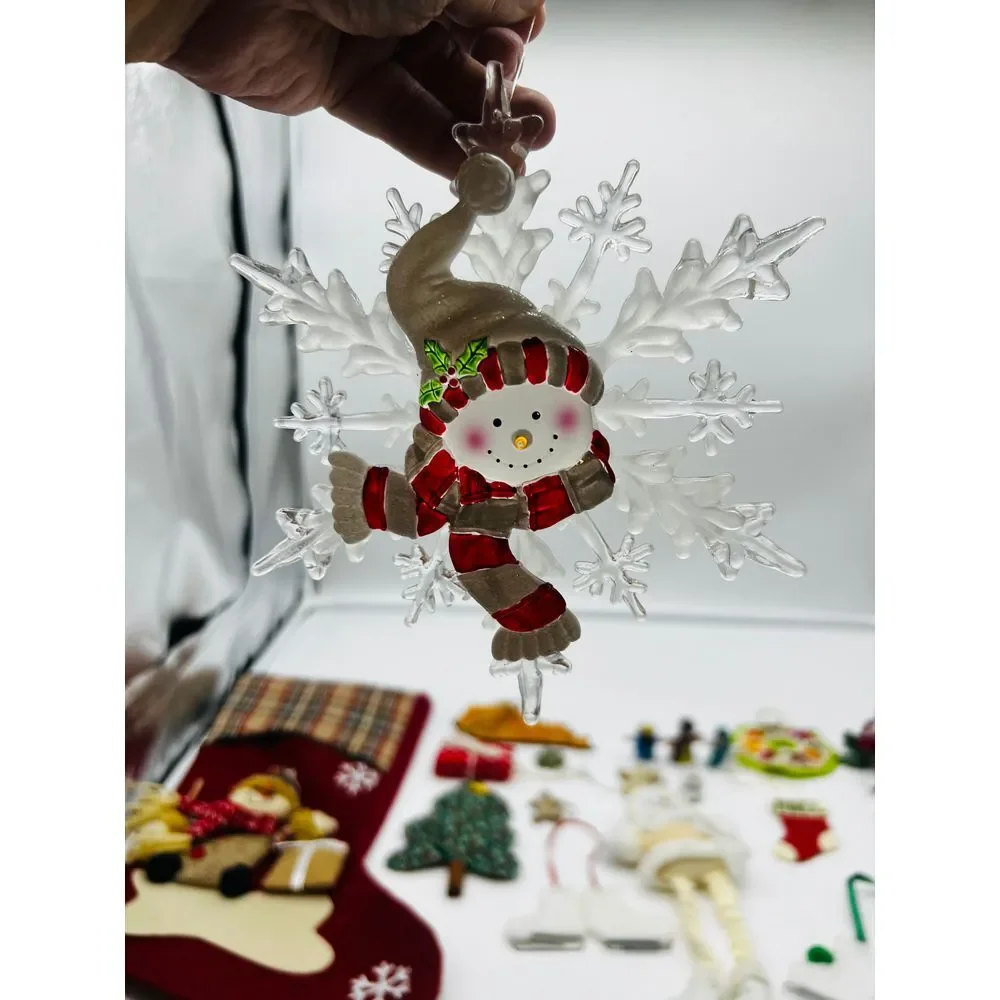 Christmas Tree‎ Ornaments Lot Vintage Homemade Stocking Decoration 80s Snowman